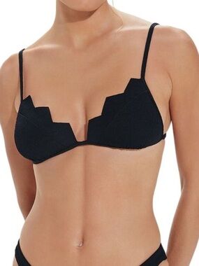 Vix Swimwear Paula Hermanny Firenze Imani Tri Parallel Black Bikini Top New NWT